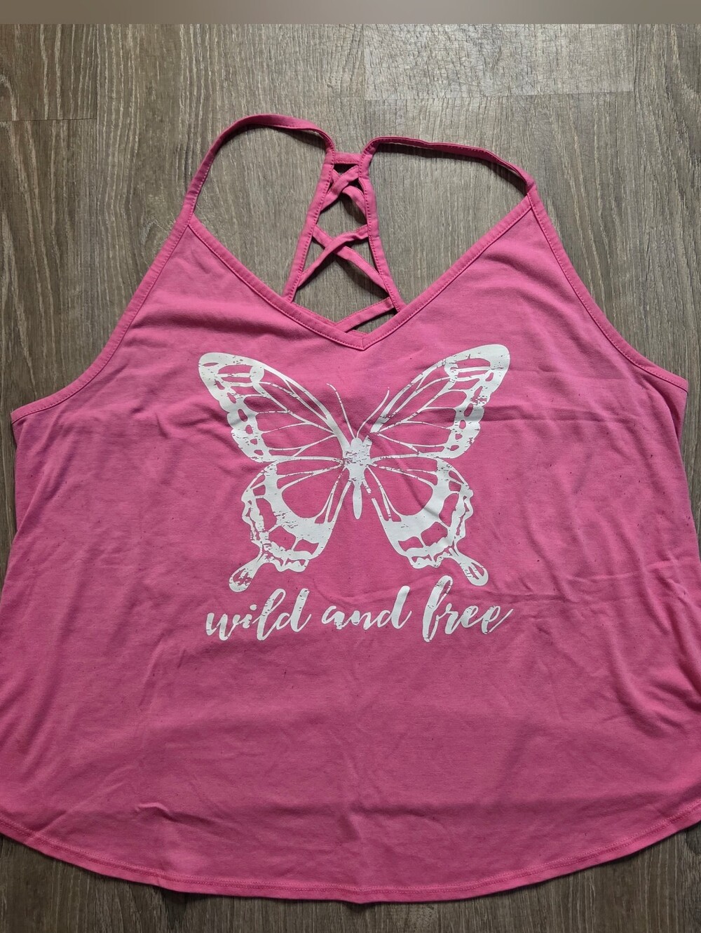 No Boundaries Wild & Free Butterfly Strappy Tank Top Pink XXL 19